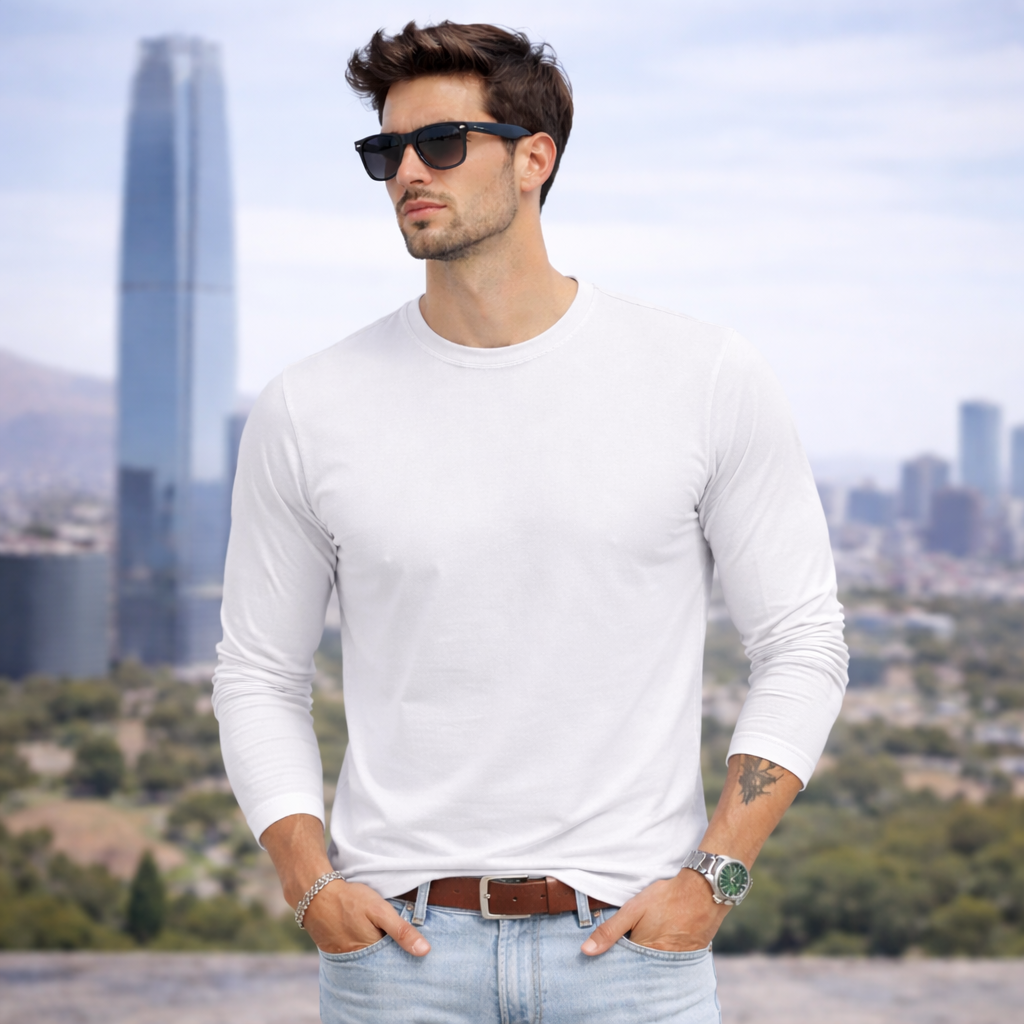 Polera Manga Larga 100% Algodon